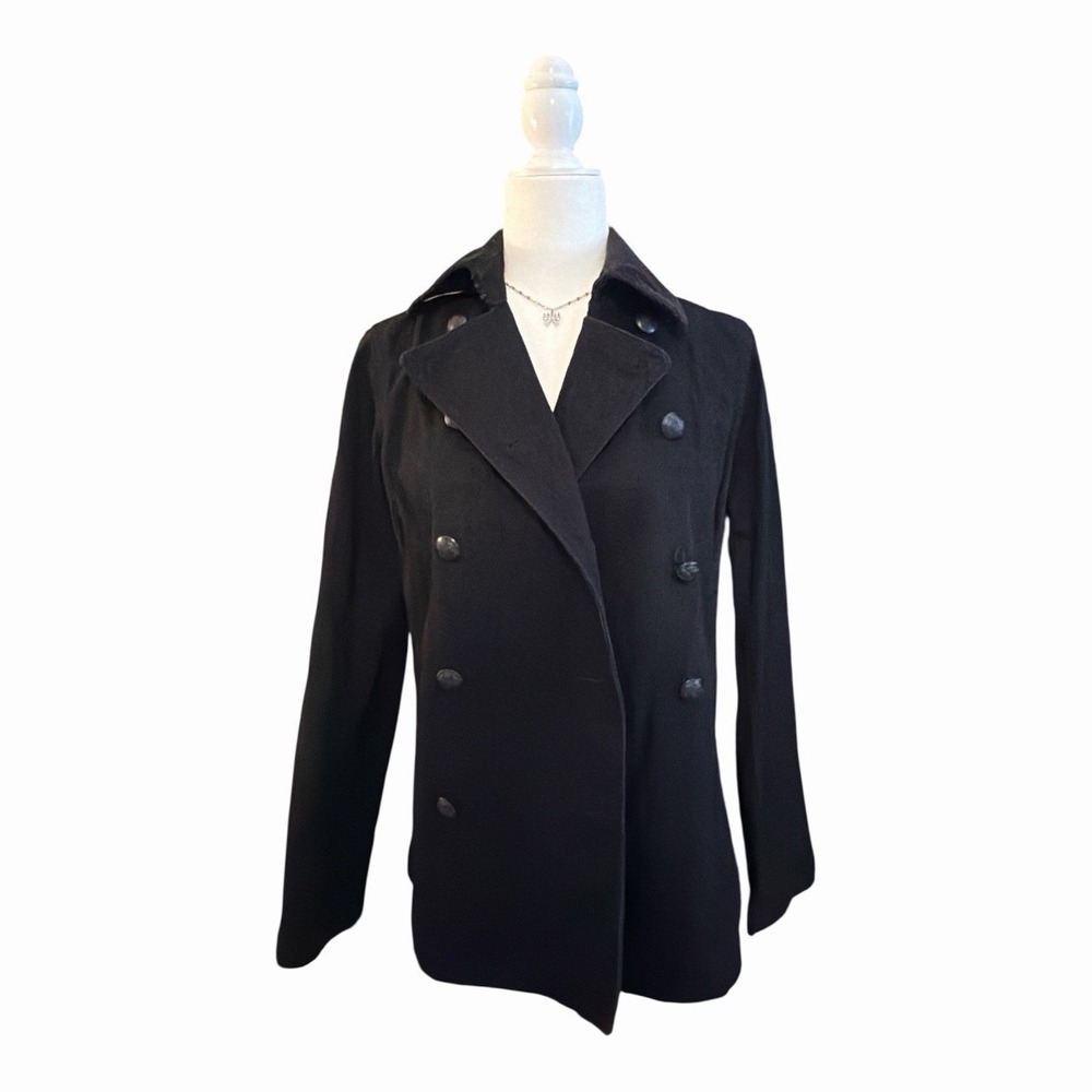 LRL Ralph Lauren‎ Black Double Breasted Crest Button Coat 2